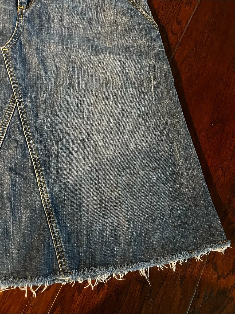 Banana Republic Denim Mini Skirt Size 0 Petite Raw Hem Cargo Pocket